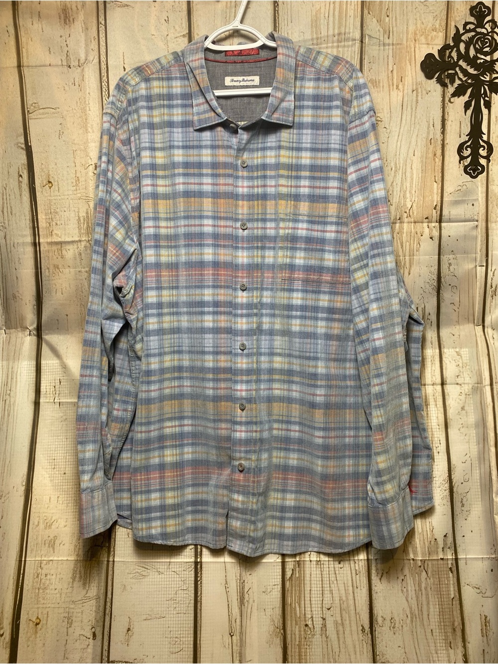 Tommy Bahama Light Blue Multi-Color Plaid Button-Down Shirt Sz-3XLT